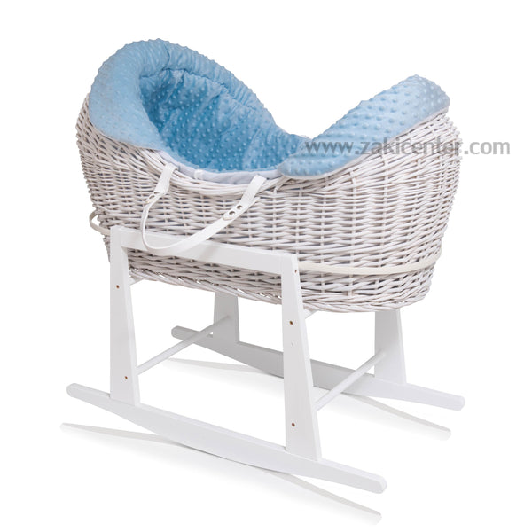 Baby Moses Basket With Wooden Stand (Blue)