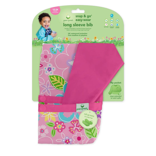 Green & Sprouts - Snap & Go Easy-Wear Long Sleeve Bib - Flower Field (12/24mos)