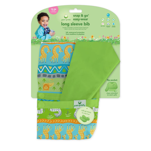 Green & Sprouts - Snap & Go Easy-wear Long Sleeve Bib - Safari (2T/4T)