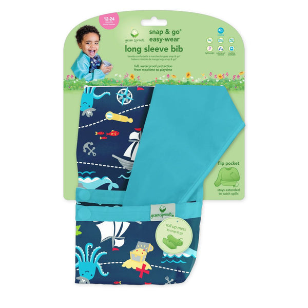 Green & Sprouts - Snap & Go Easy-Wear Long Sleeve Bib - Pirates (2T/4T)