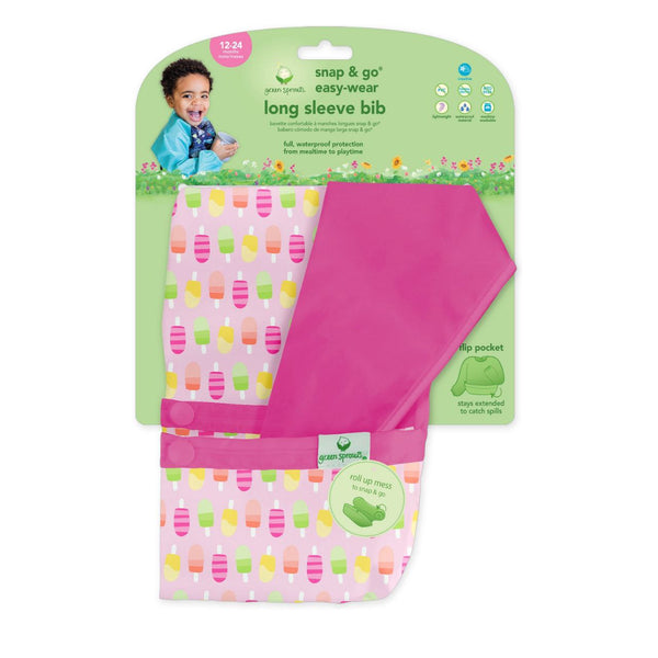 Green & Sprouts - Snap & Go Easy-wear Long Sleeve Bib - Popsicles (2T/4T)