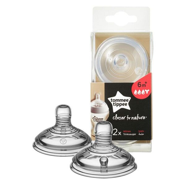 Tommee Tippee Closer to Nature Teats, Fast Flow x 2-Clear